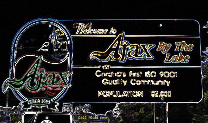 a road sign for ajax ontario