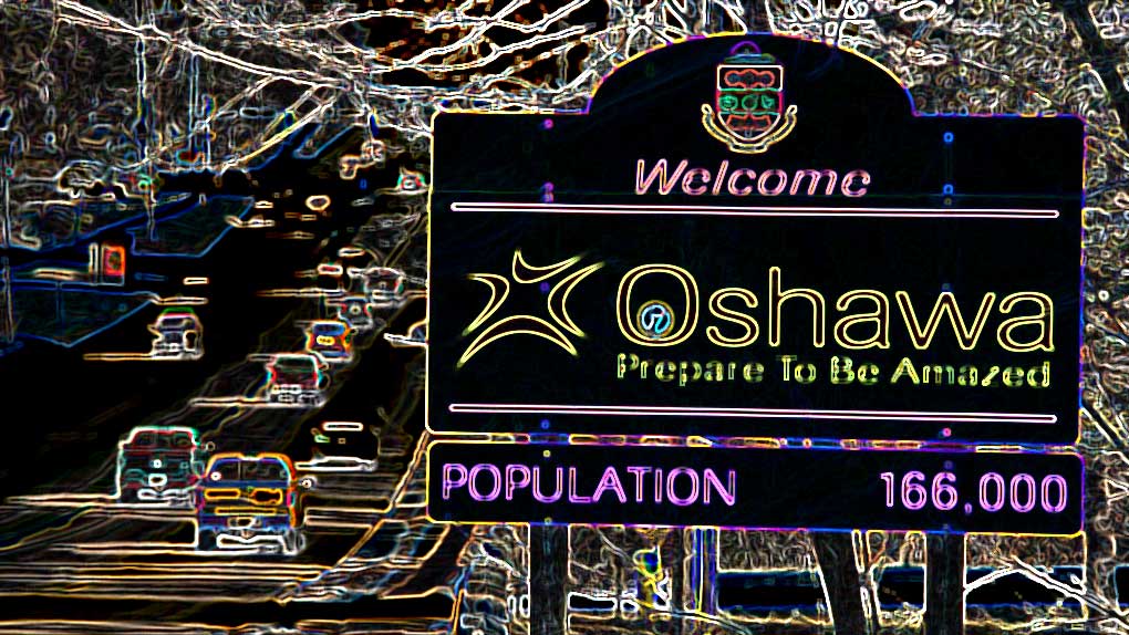 stylized photo of the oshawa road sign